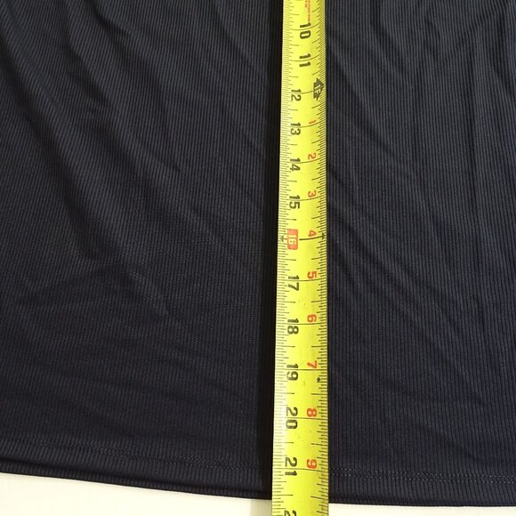 Cato Navy Blue Ribbed Top Shirt Womens Size L Floral Short Sleeve Round Neck - Picture 9 of 10